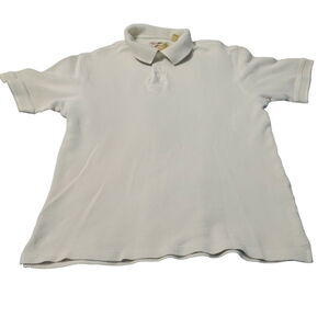 Caribbean Pineapple Mens Polo Shirt Beige Size M Silk Blend Short Sleeve Collar